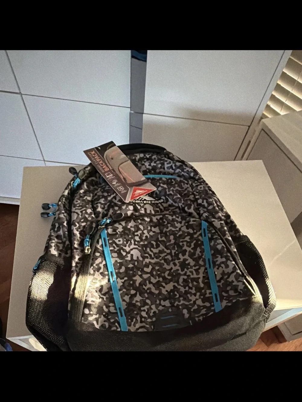 High Sierra Gray Camo Backpack with Blue Trim - Men's